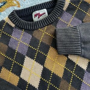 Nick Danger Argyle 90s Grandpa Preppy Diamond Academia Retro Vintage M Sweater